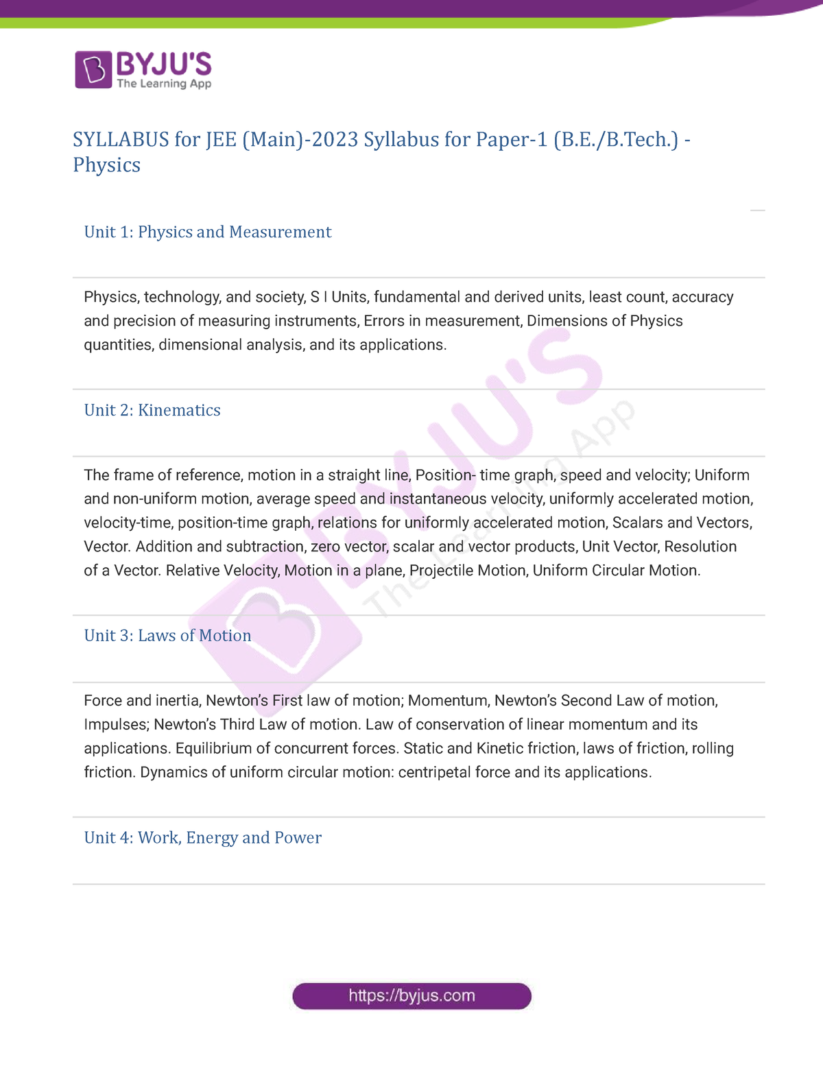 Syllabus For JEE Main 2023 Syllabus For Paper 1 B.E.B - SYLLABUS For ...