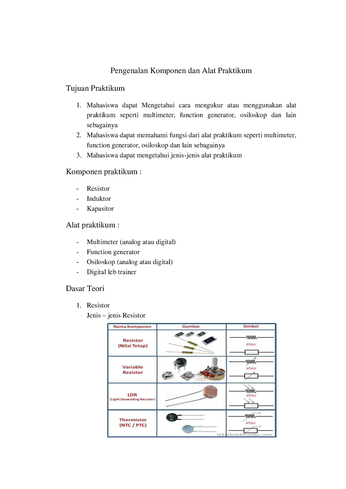 Laporan Praktikum Elektronika Dasar 1 - 2 - Pengenalan Komponen Dan ...