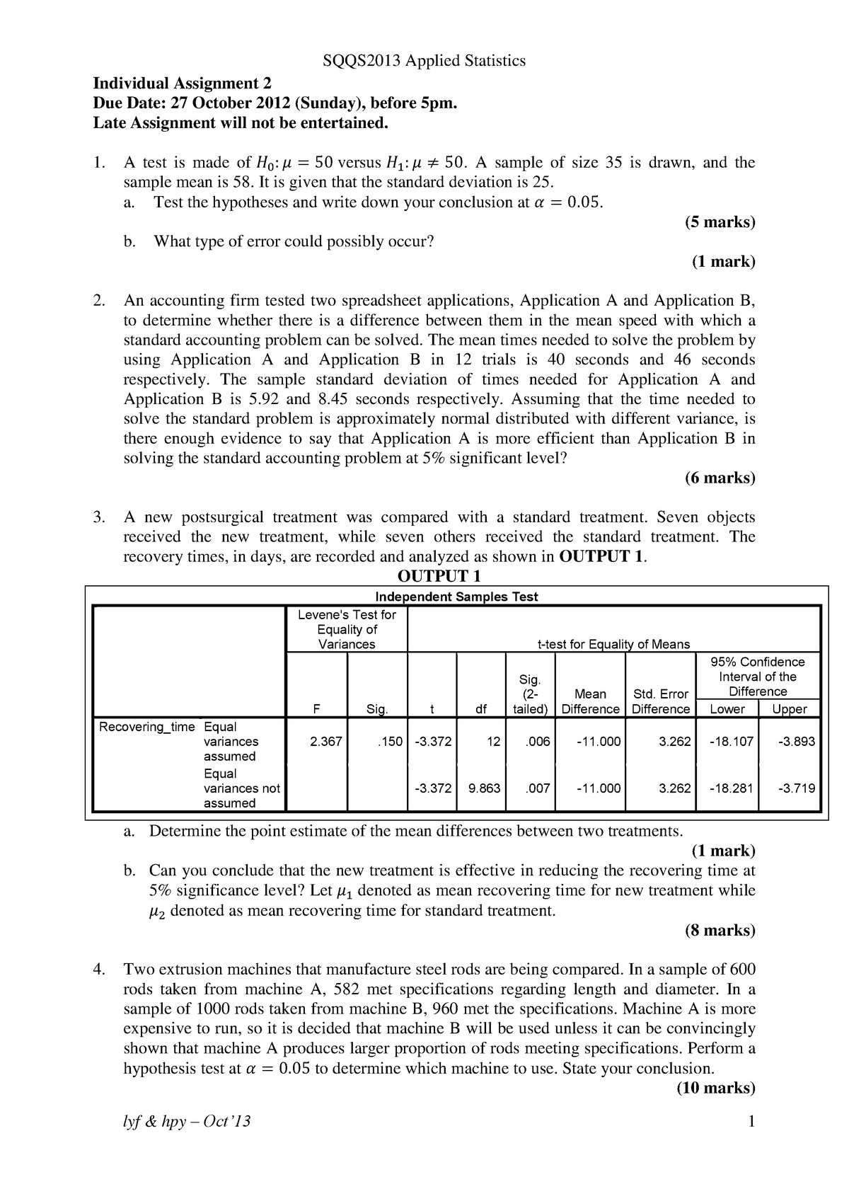 contoh assignment elementary statistics