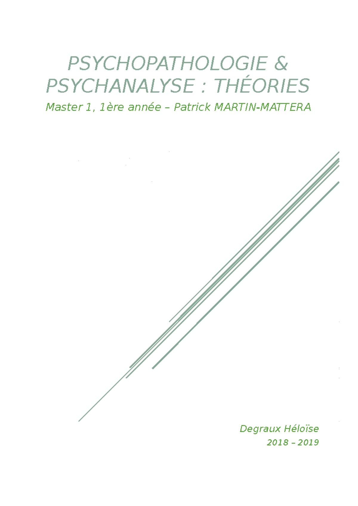 Psychanalyse - M1 - Repère dans l'oeuvre de Freud et de Lacan, notion ...