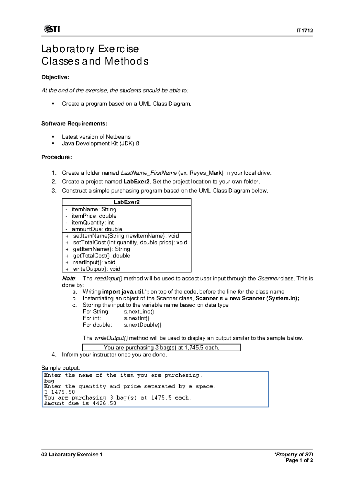 02 Laboratory Exercise 1(14) - IT 02 Laboratory Exercise 1 *Property of ...