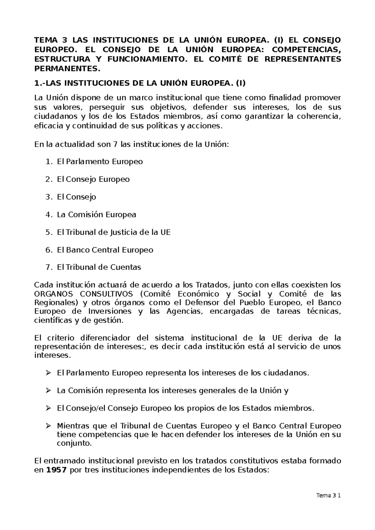 TEMA 3 - Las instituciones de la Unión Europea. (I) El Consejo Europeo ...