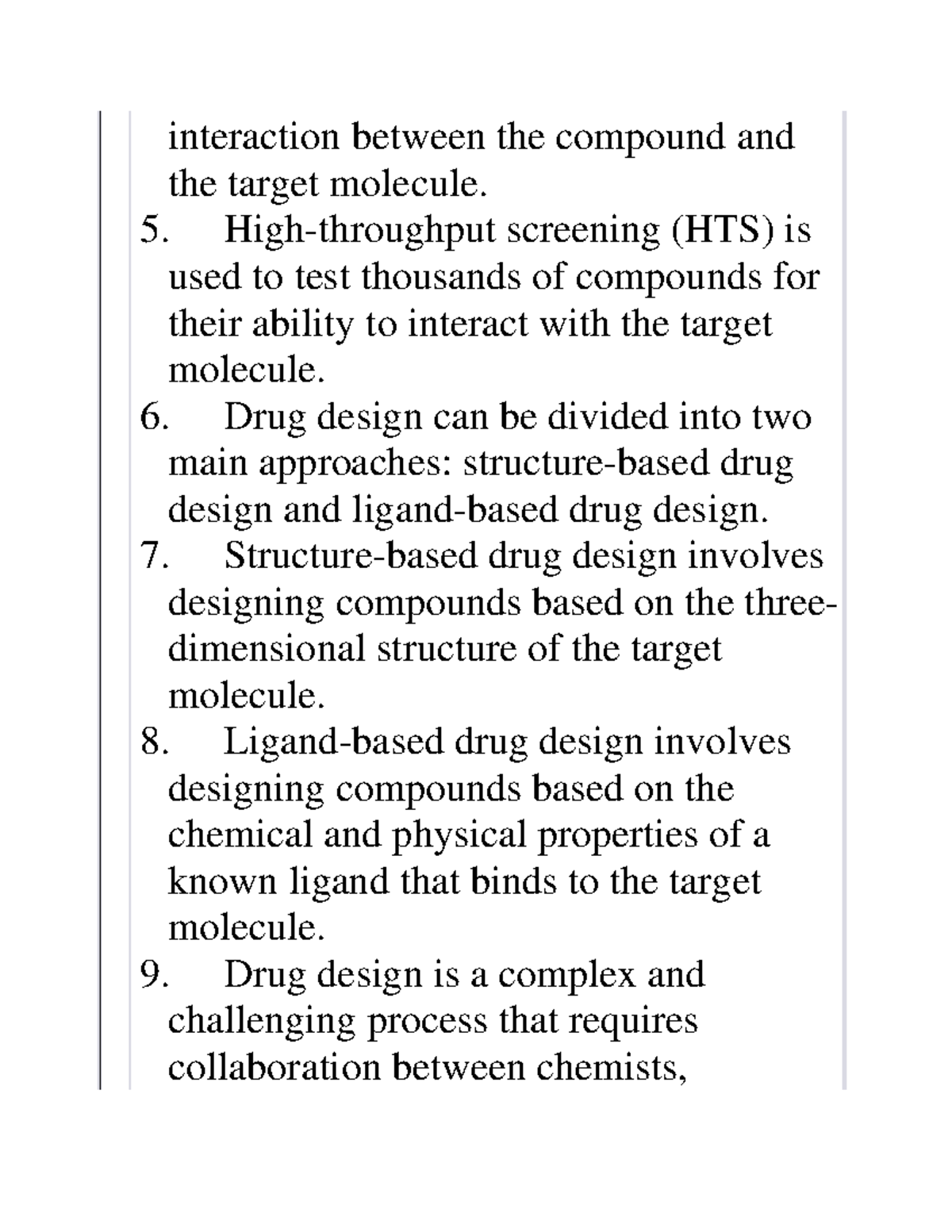 Drugdesign 3-end - Drug design full notes - interaction between the ...