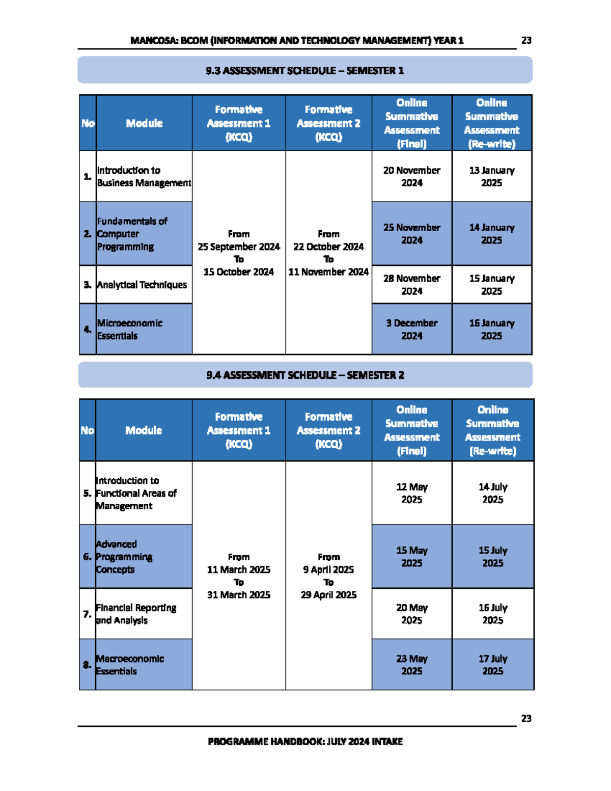 BCOM ( Information AND Technology Management) YEAR 1 PH JULY 2024 ...