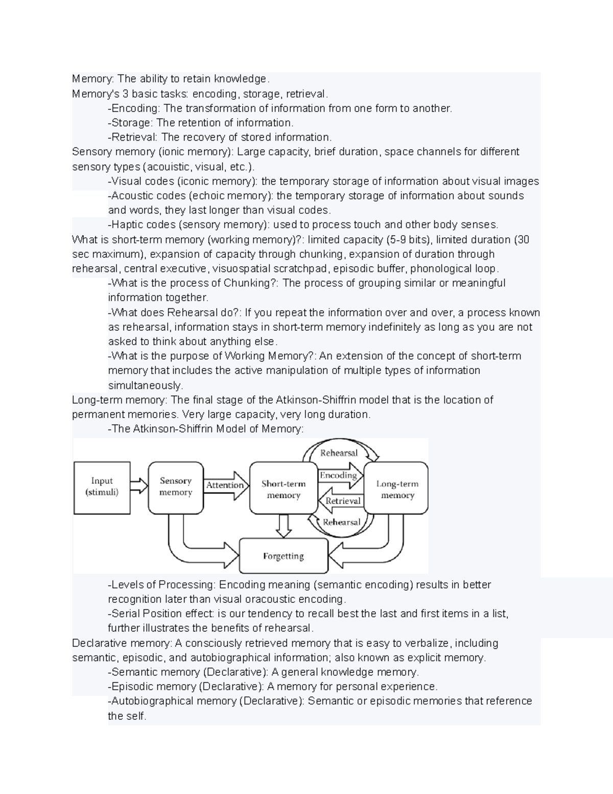 Psychology Exam 3 - Memory: The Ability To Retain Knowledge. Memory's 3 ...