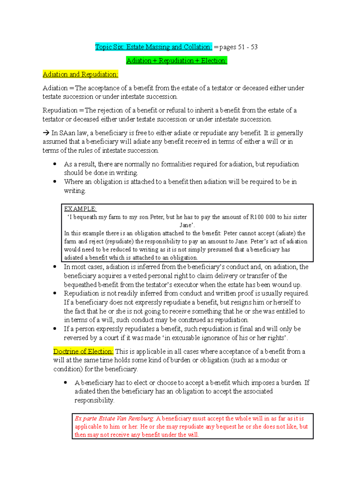 Topic Six Terminology Repudiation Adiation And Election Collation 