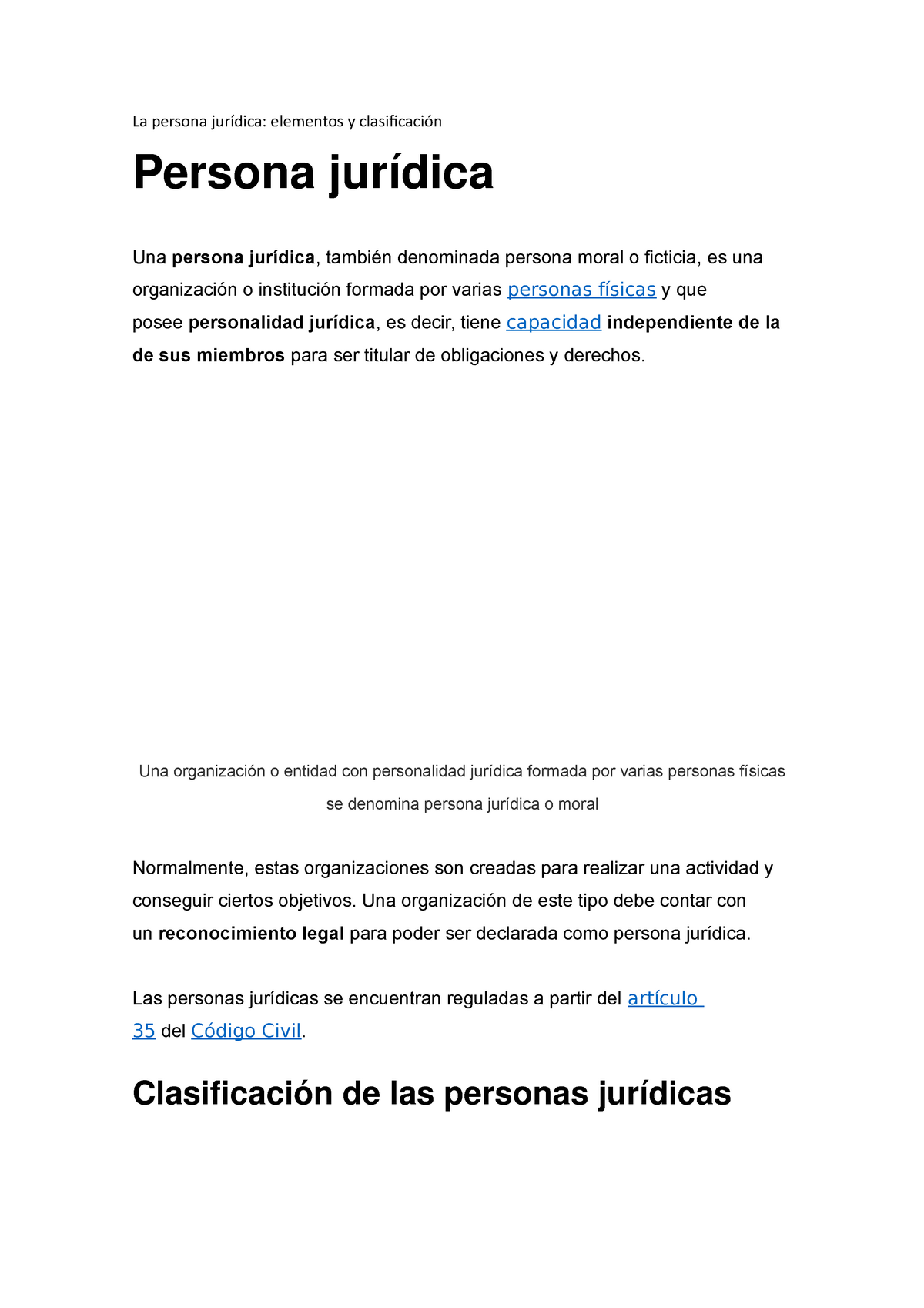 La Persona Jurídica La Persona Jurídica Elementos Y Clasificación