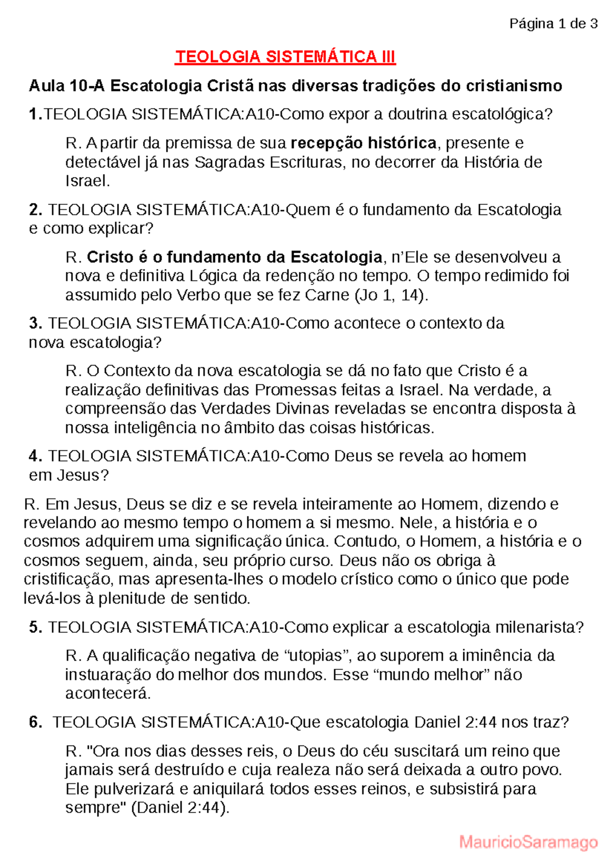 Teologia Sistemática III-Perguntas Elaboradas Quando Estudava A Aula 10 ...