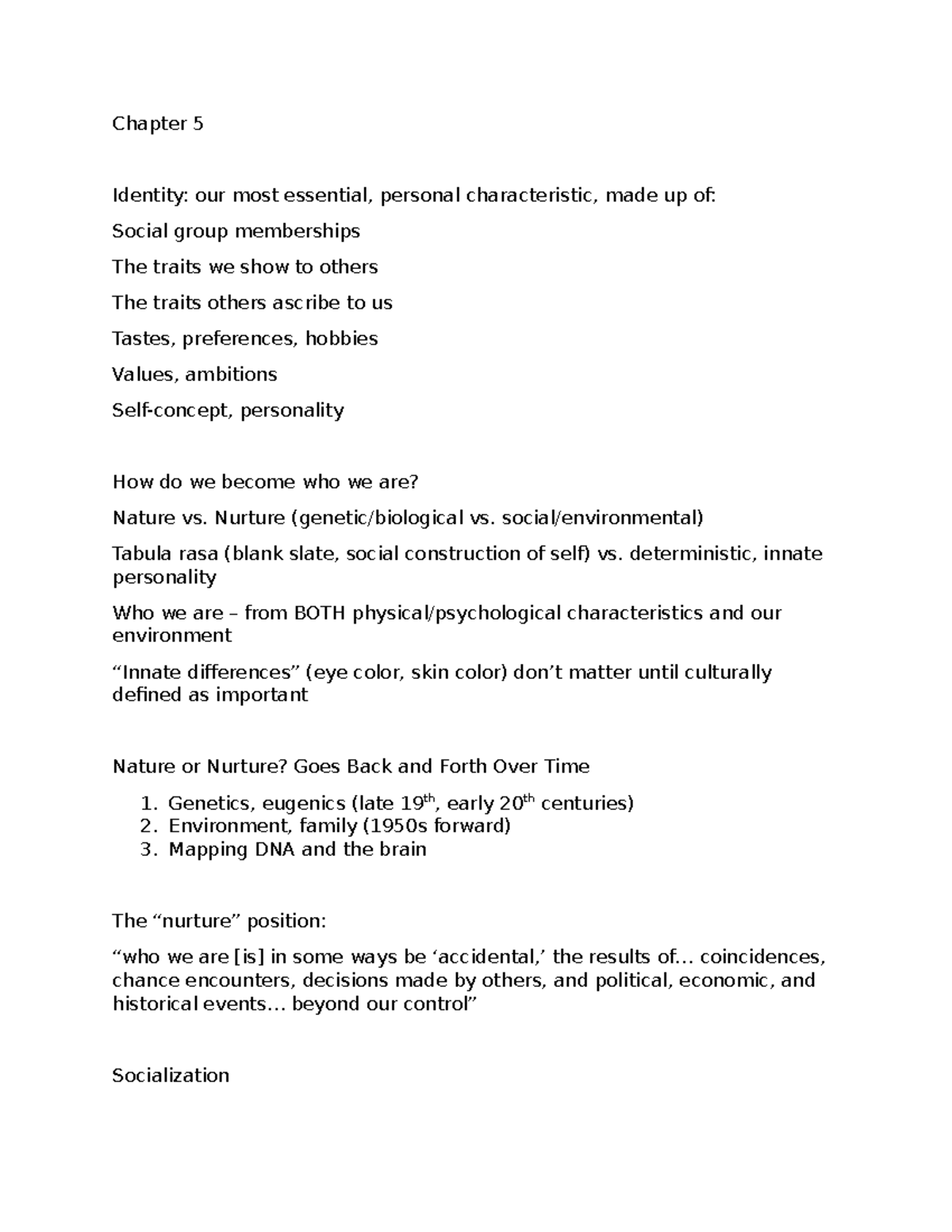 Sociology 2-27-19 - Lecture notes Mixed all together - Chapter 5 ...