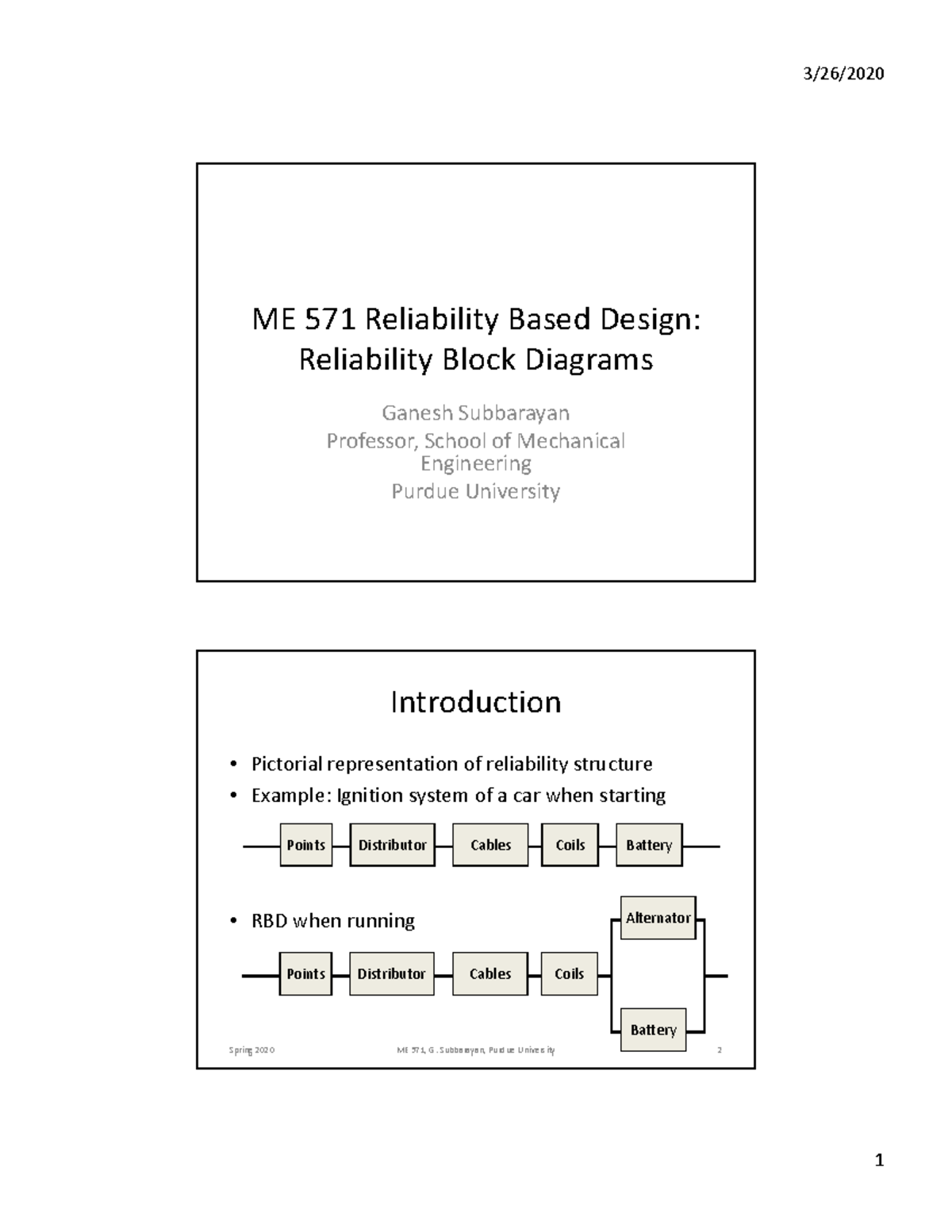 12 reliability block diagrams - updated - ME 571 Reliability Based ...