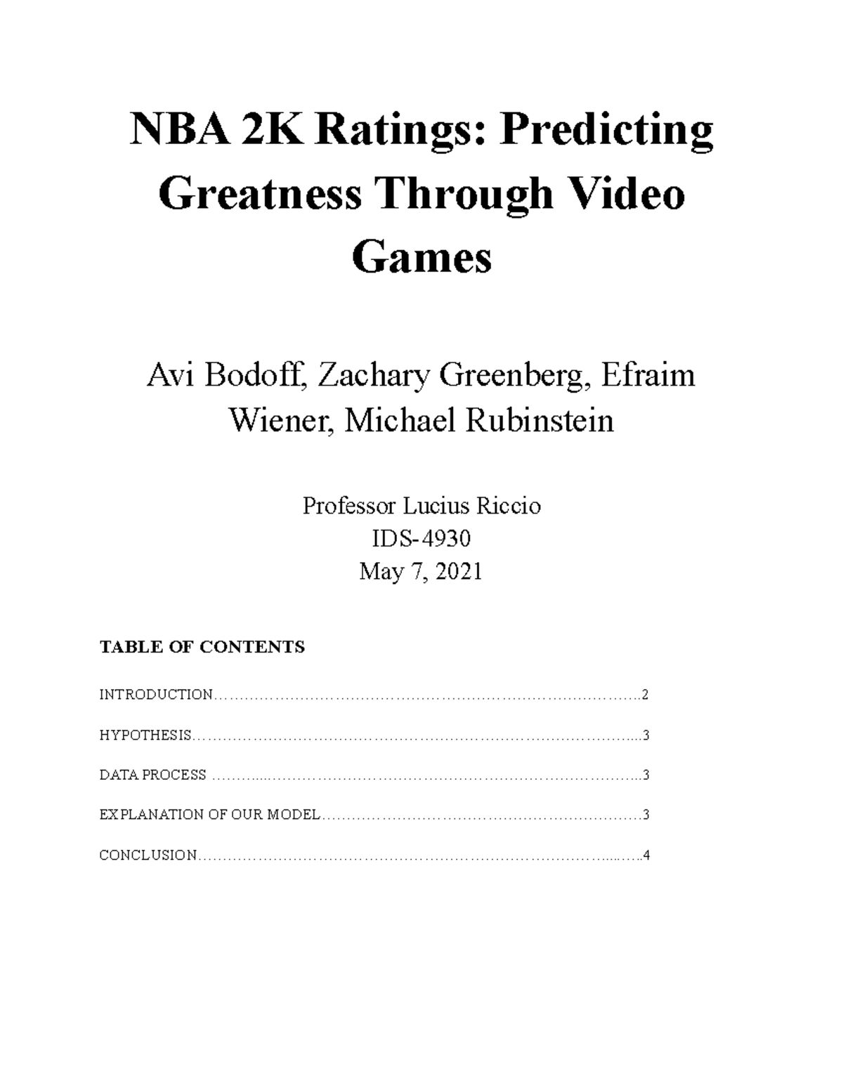 Sports Analytics Report IDS4930 Studocu