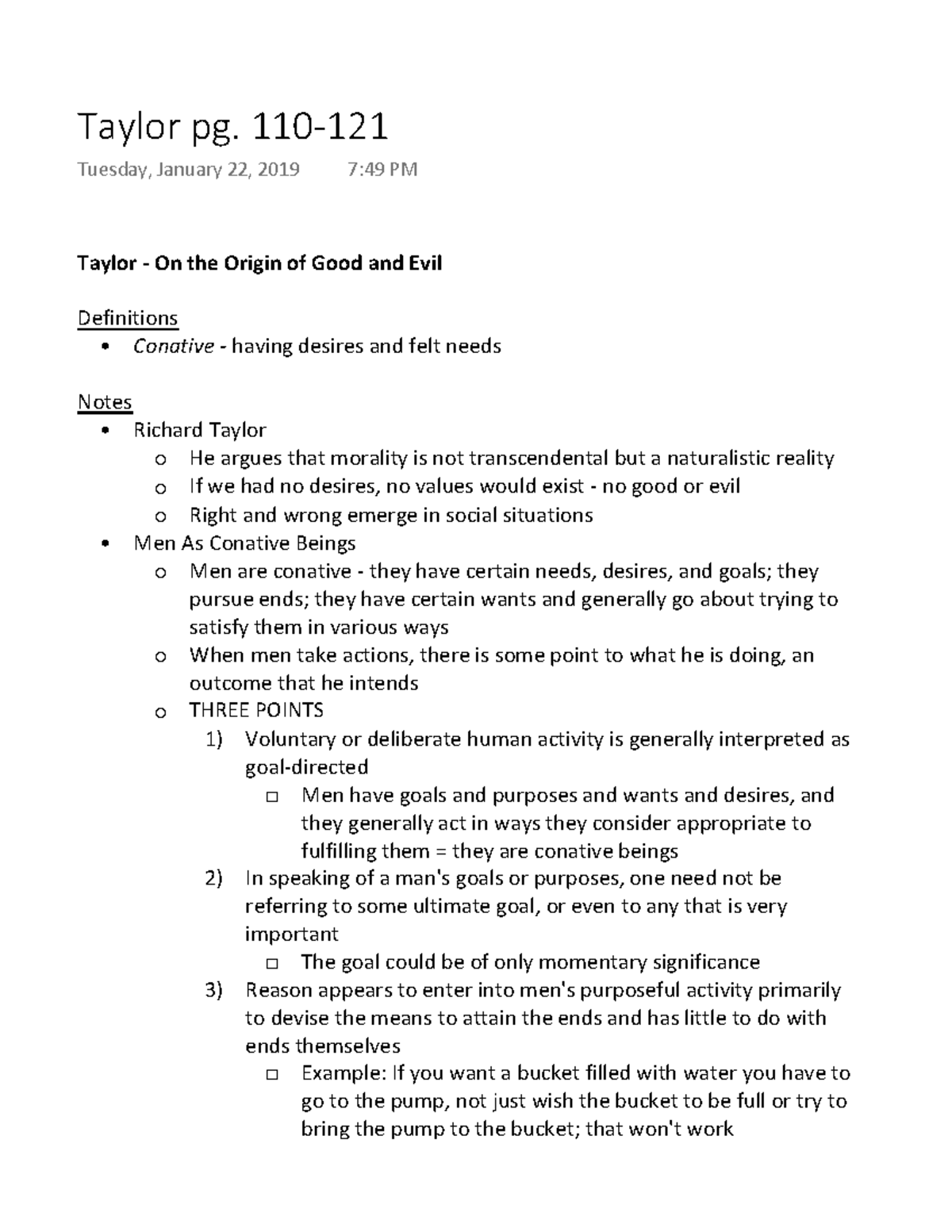 Taylor pg. 110121 Summary The Moral Life an Introductory Reader