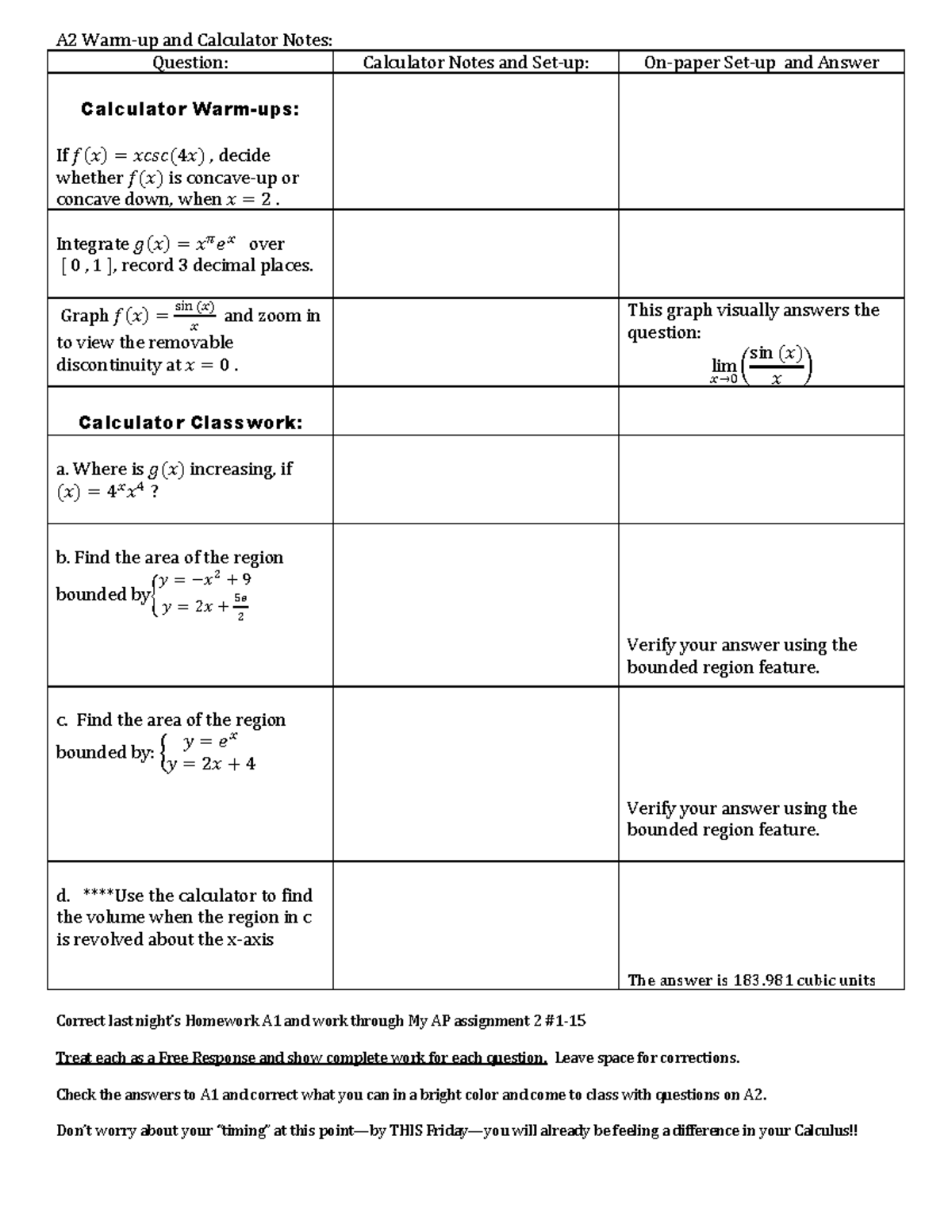 A2 Warm-up and Calculator work -1 - A2 Warm-up and Calculator Notes ...