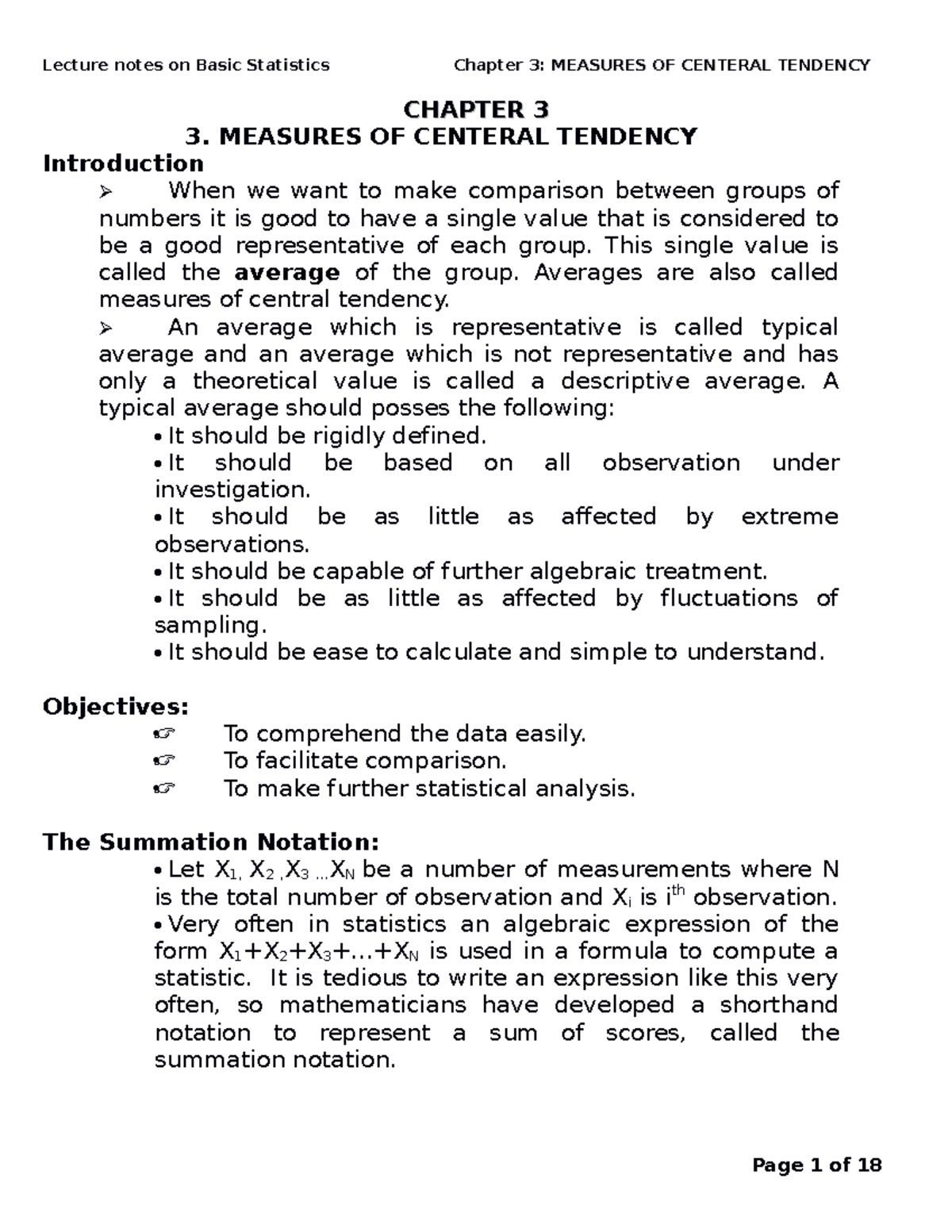 Chapter-3-Measures of Central Tendency - CHAPTER 3 CHAPTER 3 3 ...
