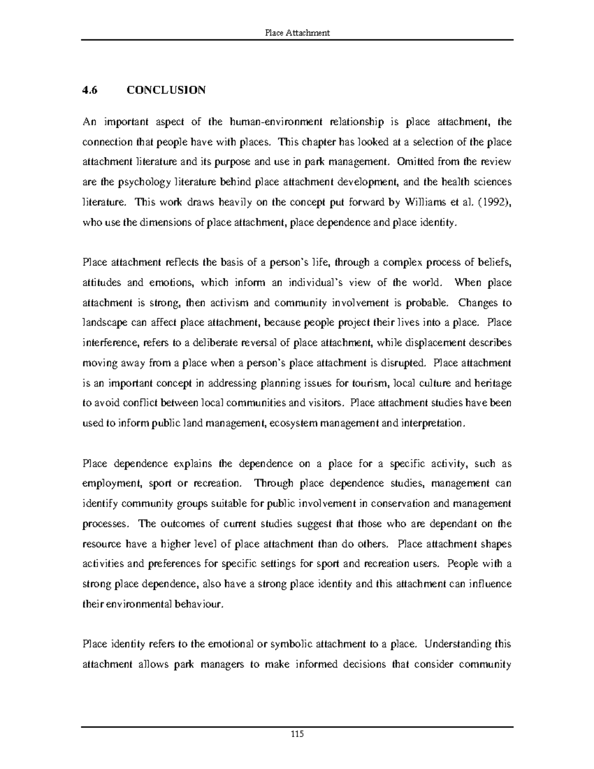 THE Human Natural World Relationship-8 - Place Attachment 4 CONCLUSION ...