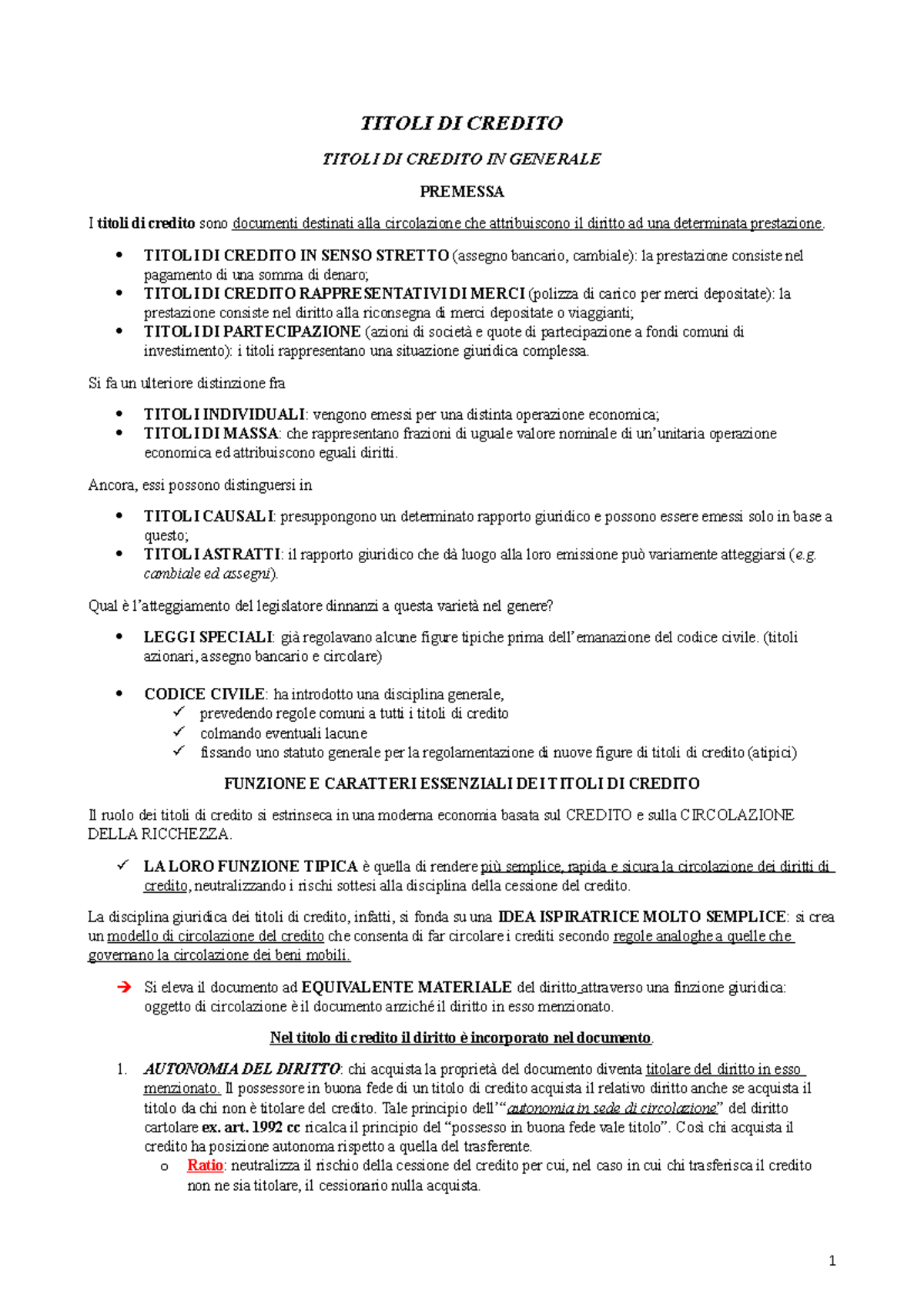 Commerciale - Titoli DI Credito - TITOLI DI CREDITO TITOLI DI CREDITO ...