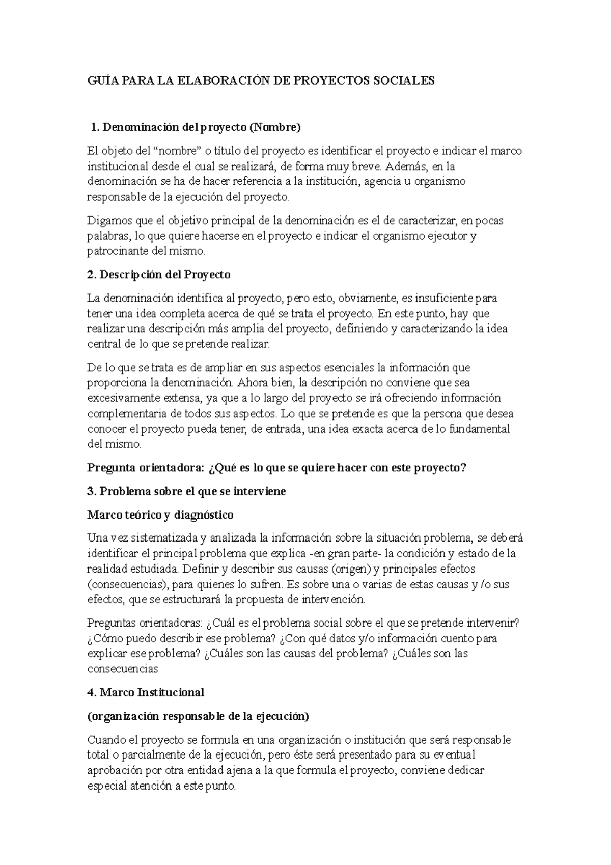 0 GUÍA PARA LA Elaboración DE Proyectos Sociales - Gestión de Proyecto ...