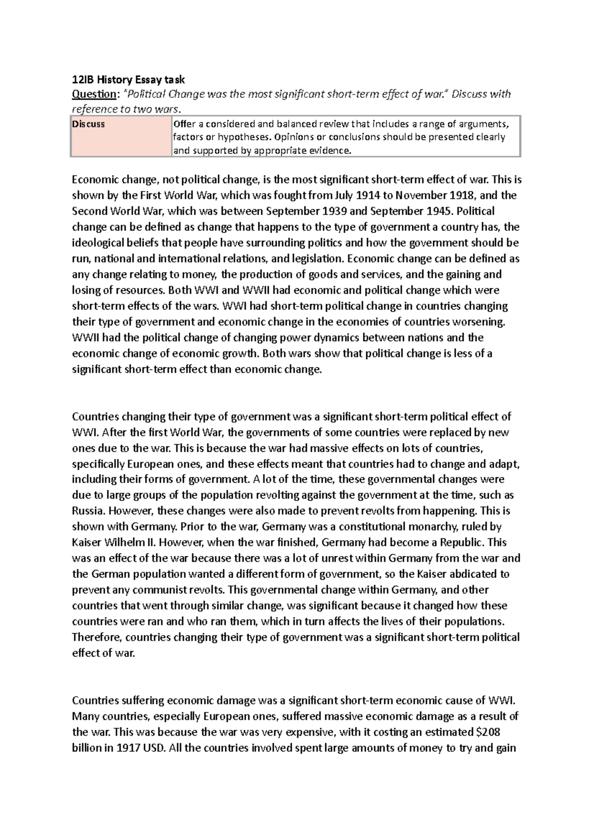 political change essay example