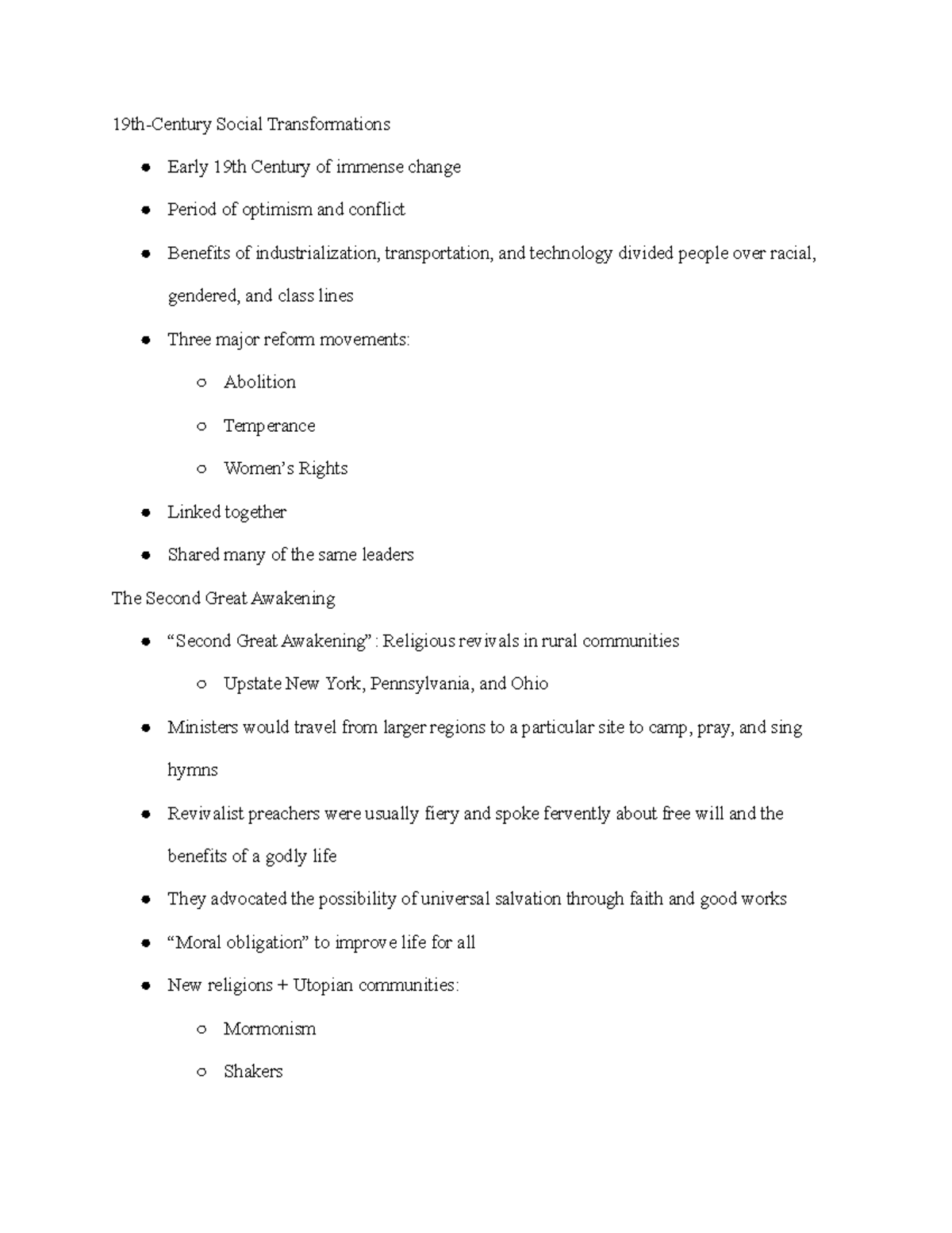 History Notes 11 7 - 19th-Century Social Transformations Early 19th ...