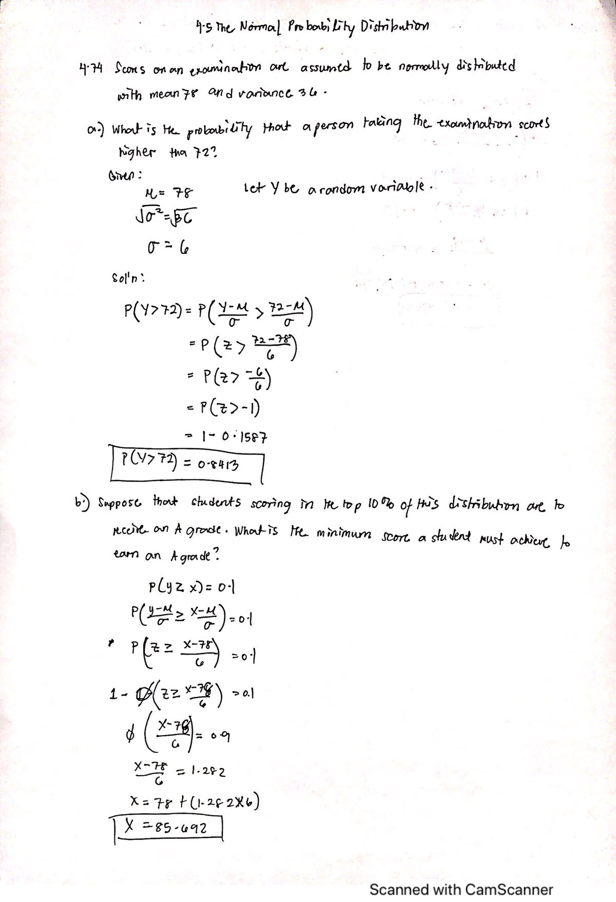 Ex.4.74 4.5 The Normal Probability Distribution - Applied Multivariate ...