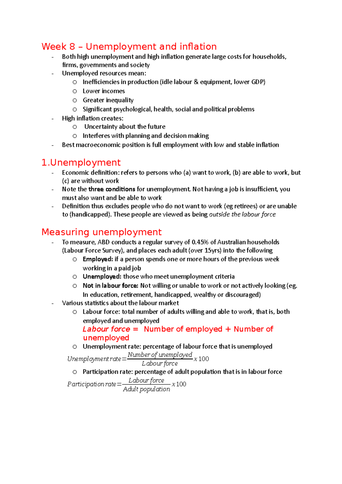 Week 8 - Unemployment And Inflation - Week 8 – Unemployment And ...