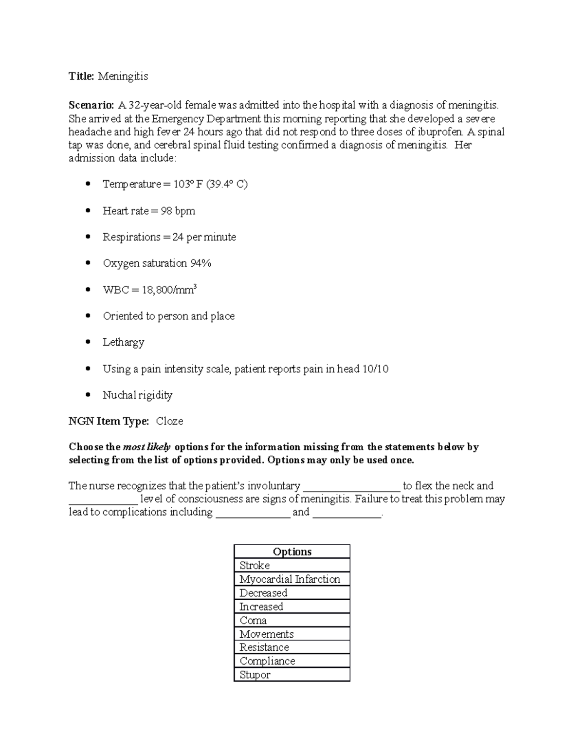 case study on meningitis slideshare