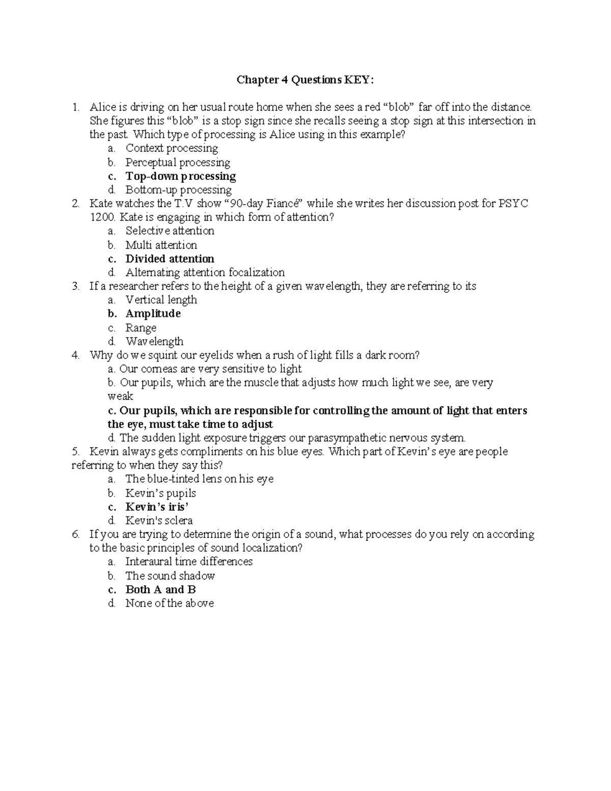 Ch4 Psyc 1200 Key Isuvgsiuvi Chapter 4 Questions Key Alice Is