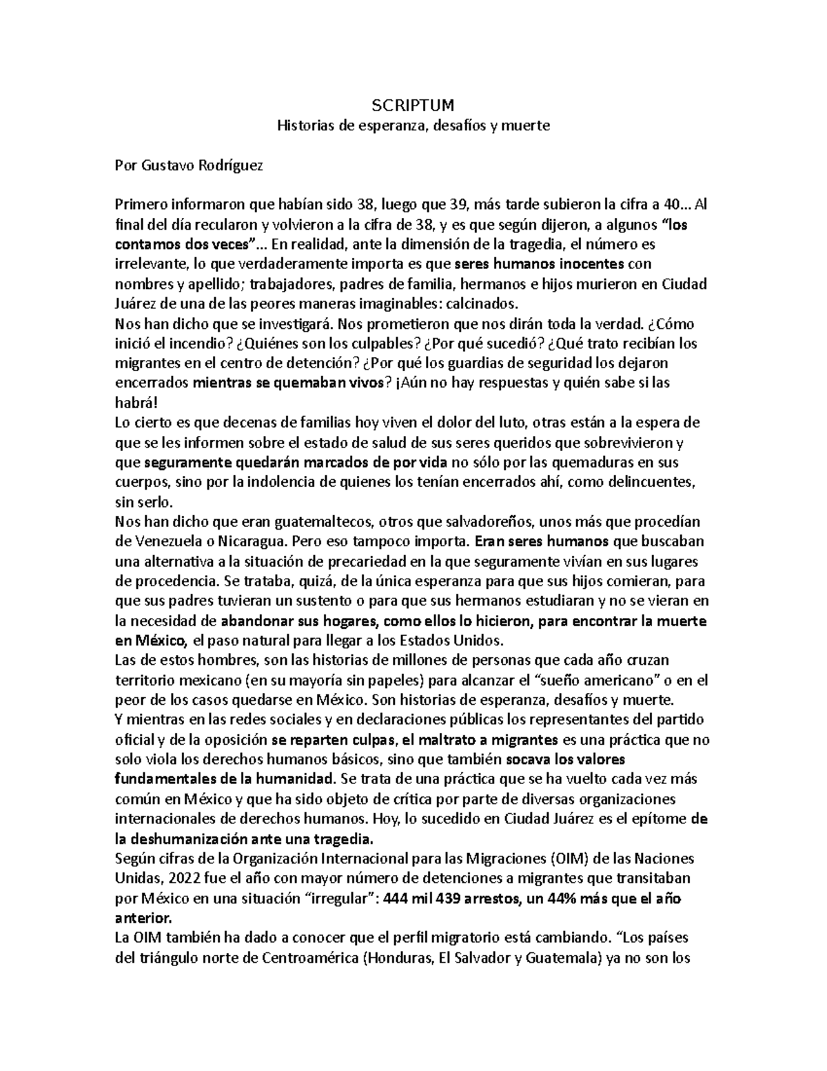 Scriptum 4 - Artículo - SCRIPTUM Historias de esperanza, desafíos y ...