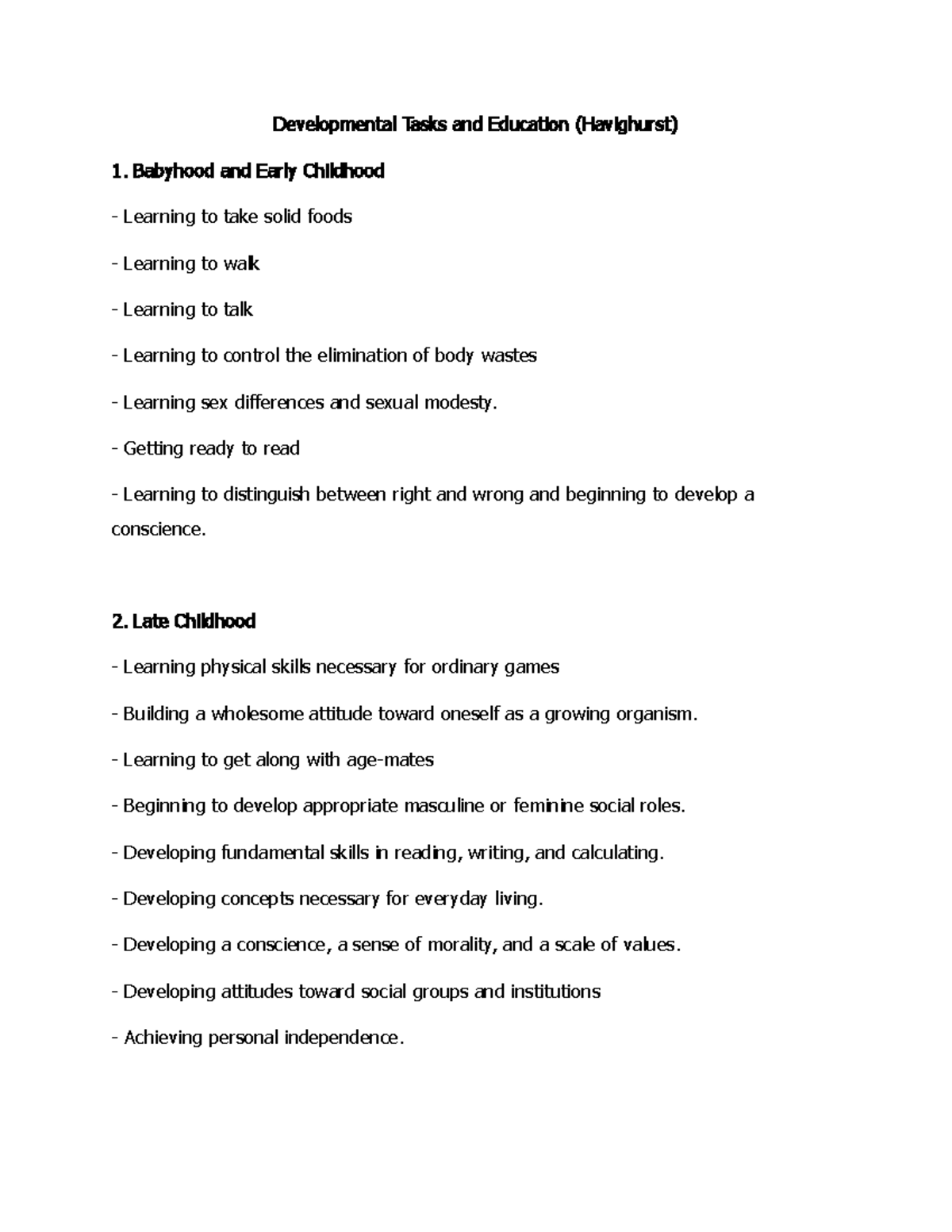Developmental Tasks and Education (Havighurst) - Getting ready to read ...
