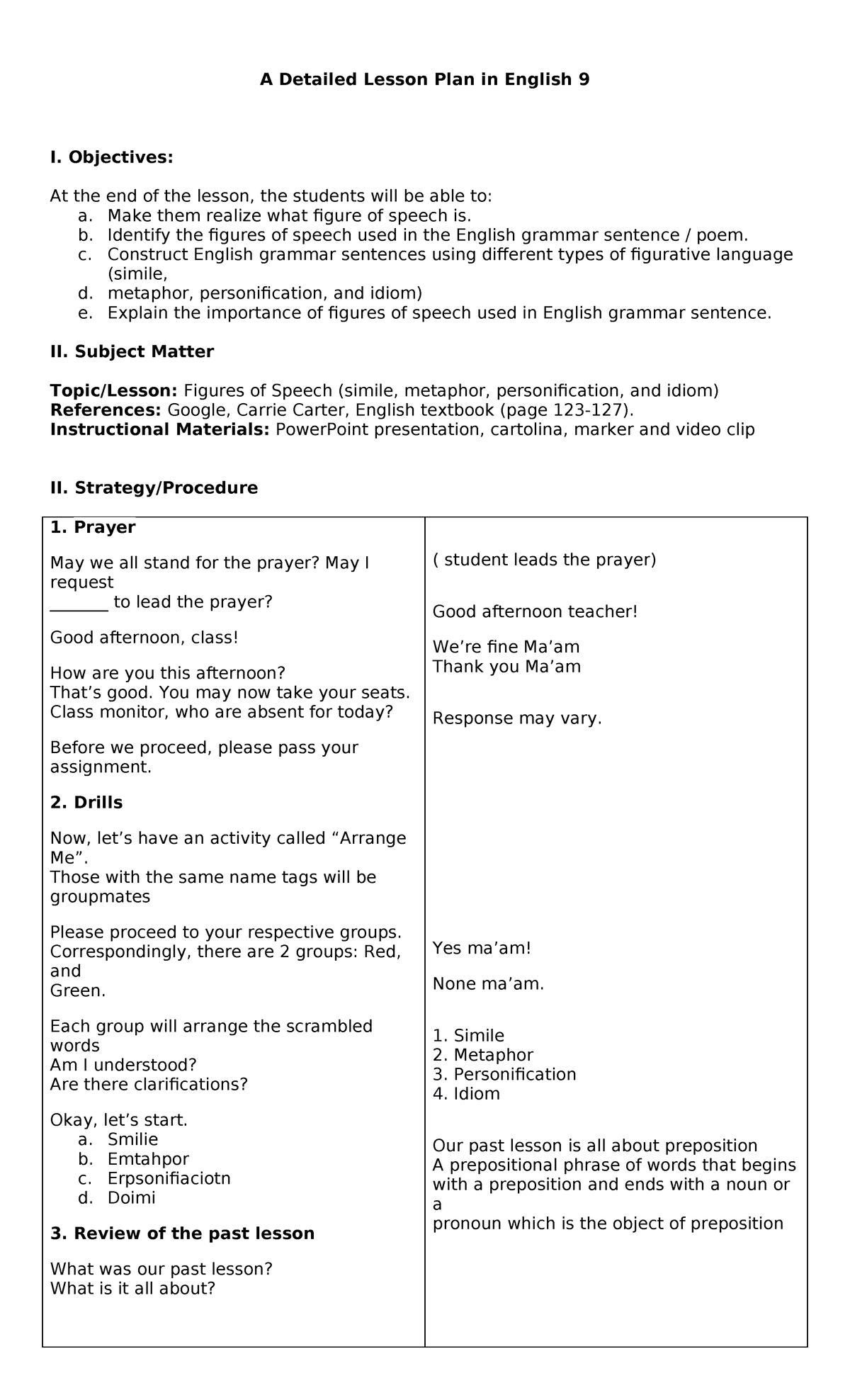 Sulgan A Detailed Lesson Plan in English 9 - A Detailed Lesson Plan in ...