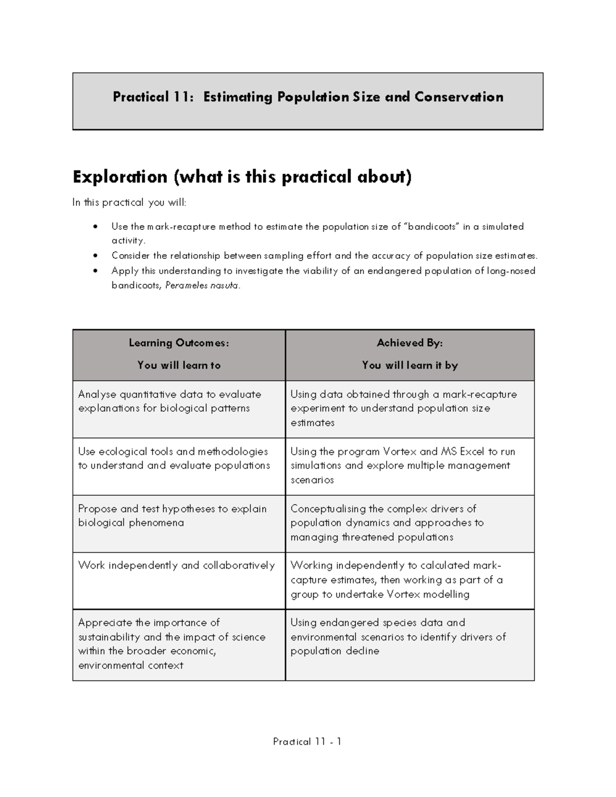 Practical 11 Urban ecology student labmanual 2021 - Practical 11 ...