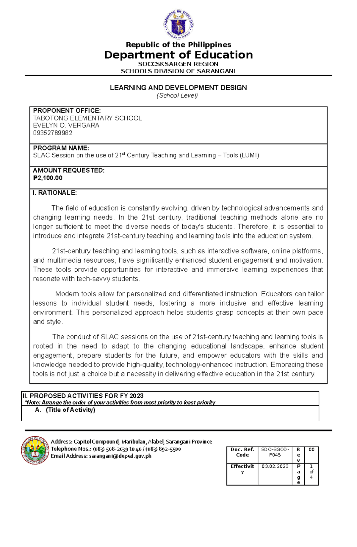 21st Century Teaching and Learning - Republic of the Philippines ...