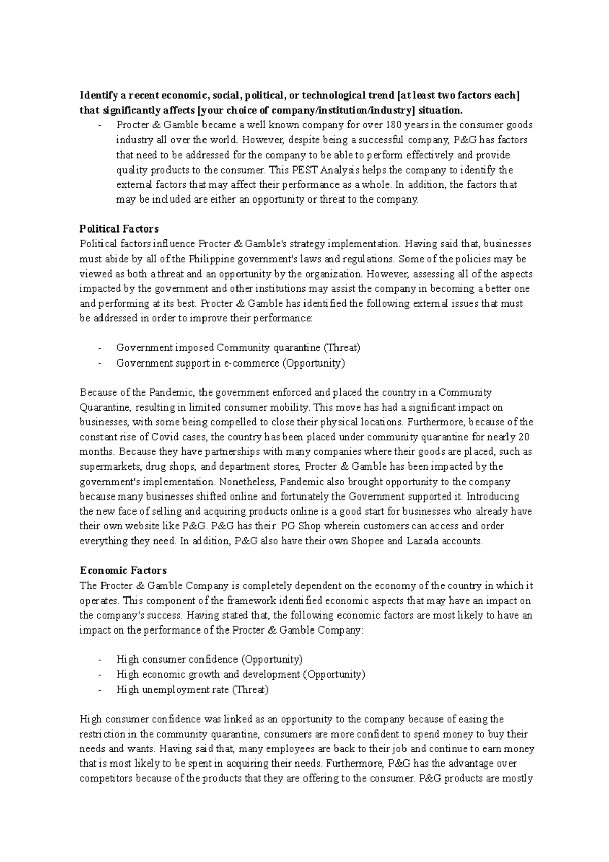 Straman-EFE - Assignment EFE - Identify a recent economic, social ...