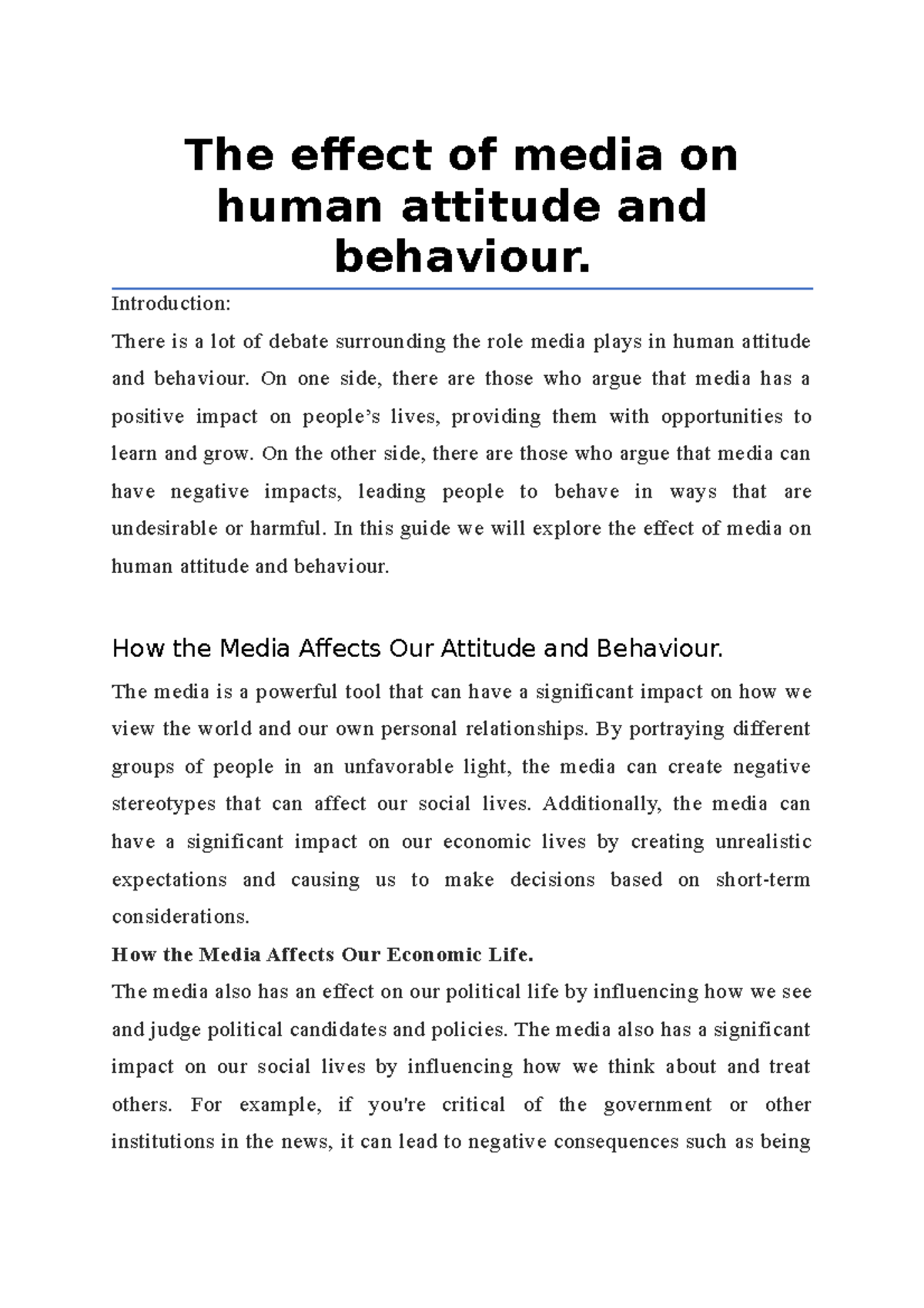 the-effect-of-media-on-human-attitude-and-behaviour-introduction