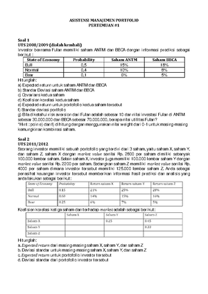 Soal Asistensi 1 Rangkuman Studocu
