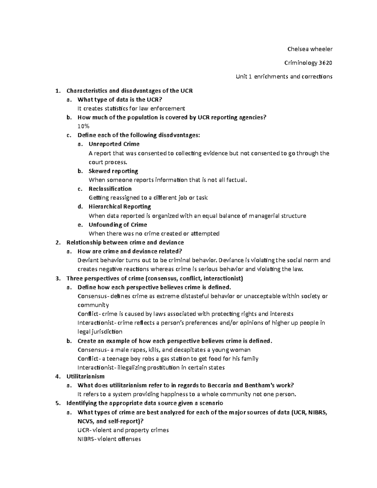 Unit one corrections essay questions to help master the unit