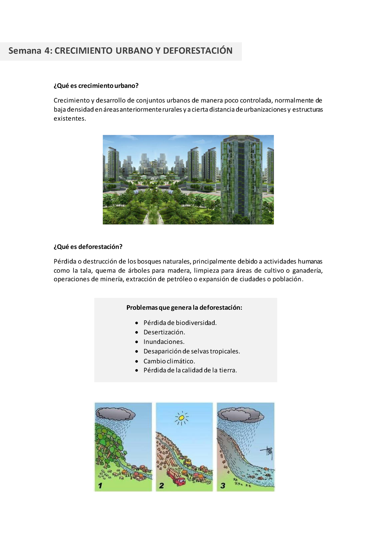 Resumen Semana 4 Crecimiento Urbano Y Deforestación - Semana 4 ...