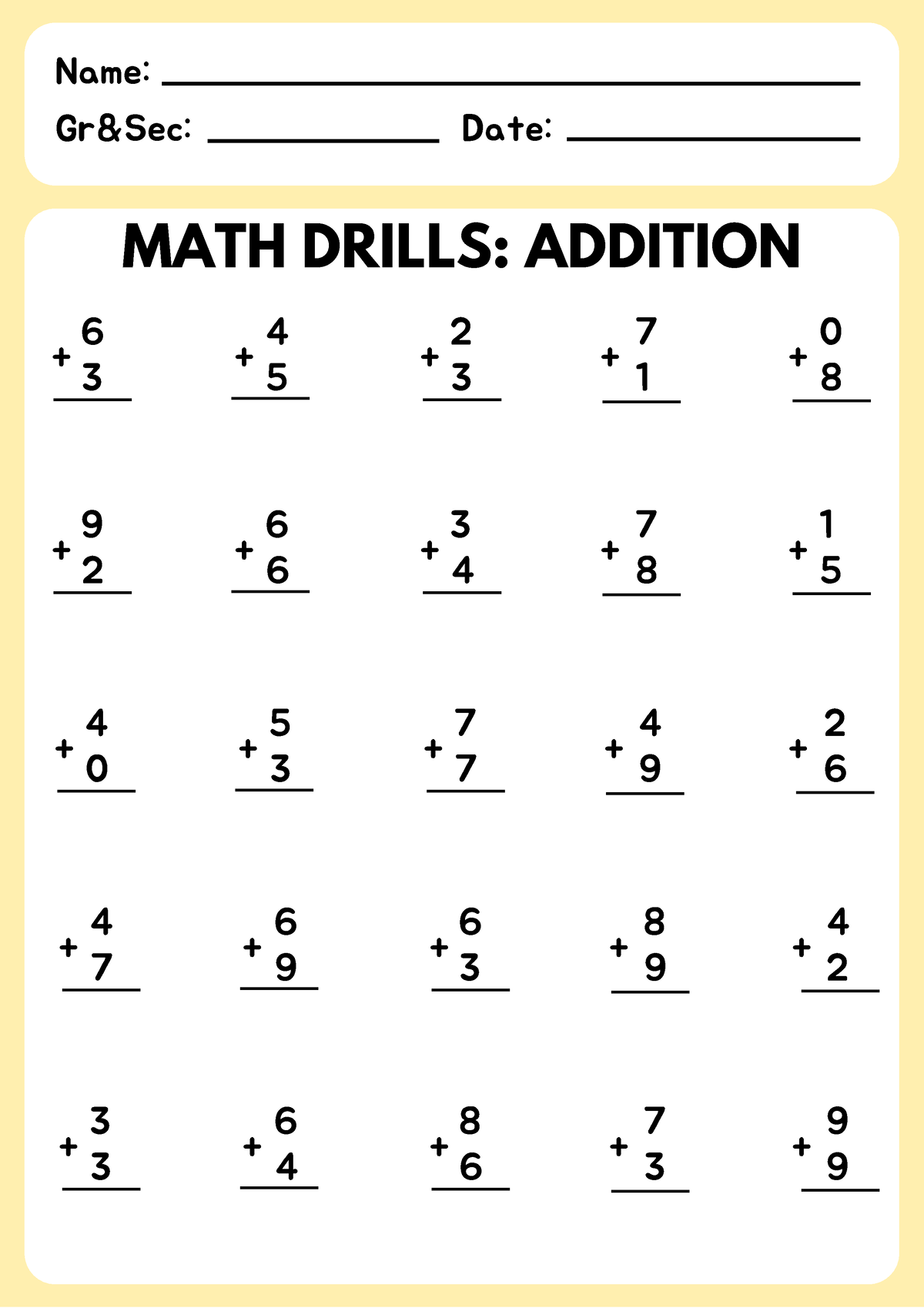 Math-drills-1 - Math Drills - Gr&sec: Date: Date: Date: - Math Drills 