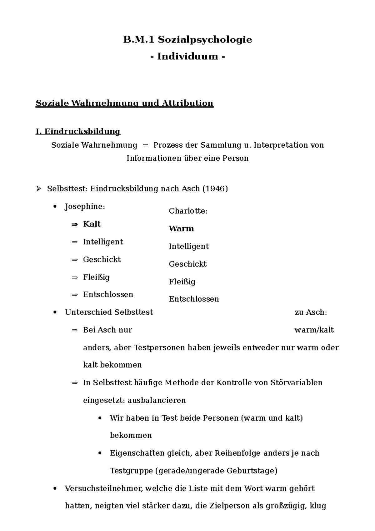 Hypothesentheorie Der Sozialen Wahrnehmung I. Soziale Wahrnehmung und Attribution - B.M Sozialpsychologie