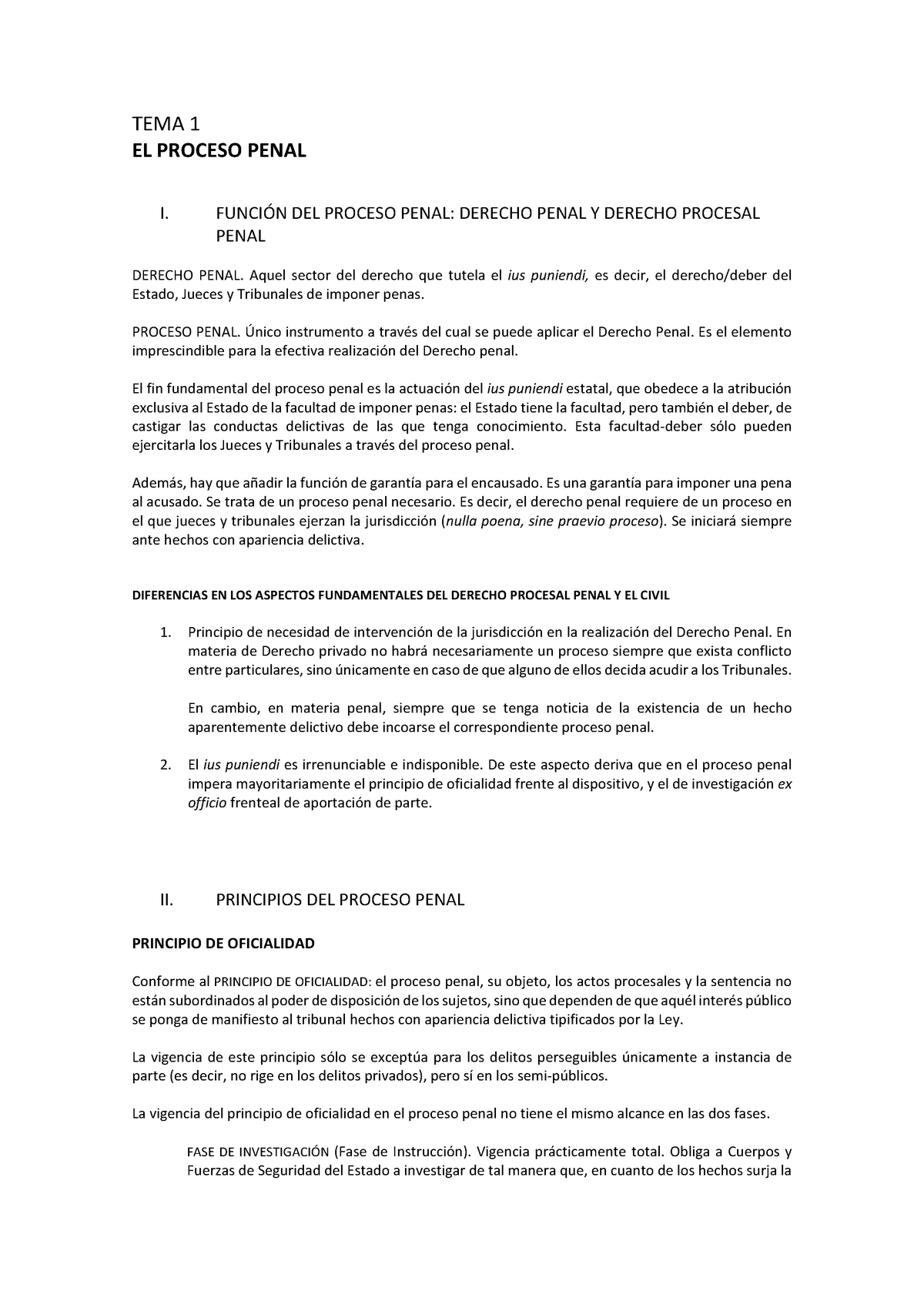 TEMA 1. EL Proceso Penal - TEMA EL PROCESO PENAL I. FUNCIÓN DEL PROCESO ...