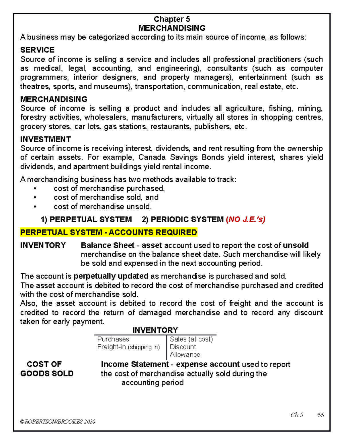 Chapter 5 Note Note Chapter 5 Merchandising A Business May Be