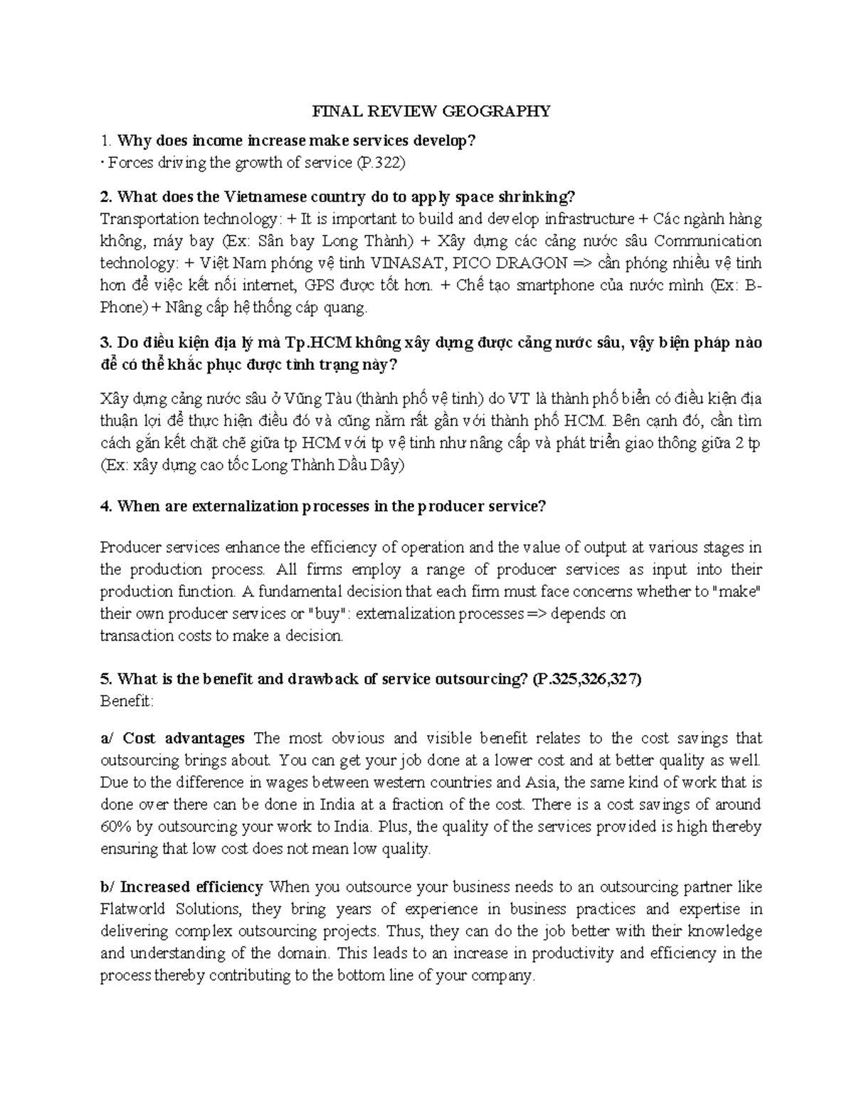 Geo Final Review 4 - note - FINAL REVIEW GEOGRAPHY Why does income ...