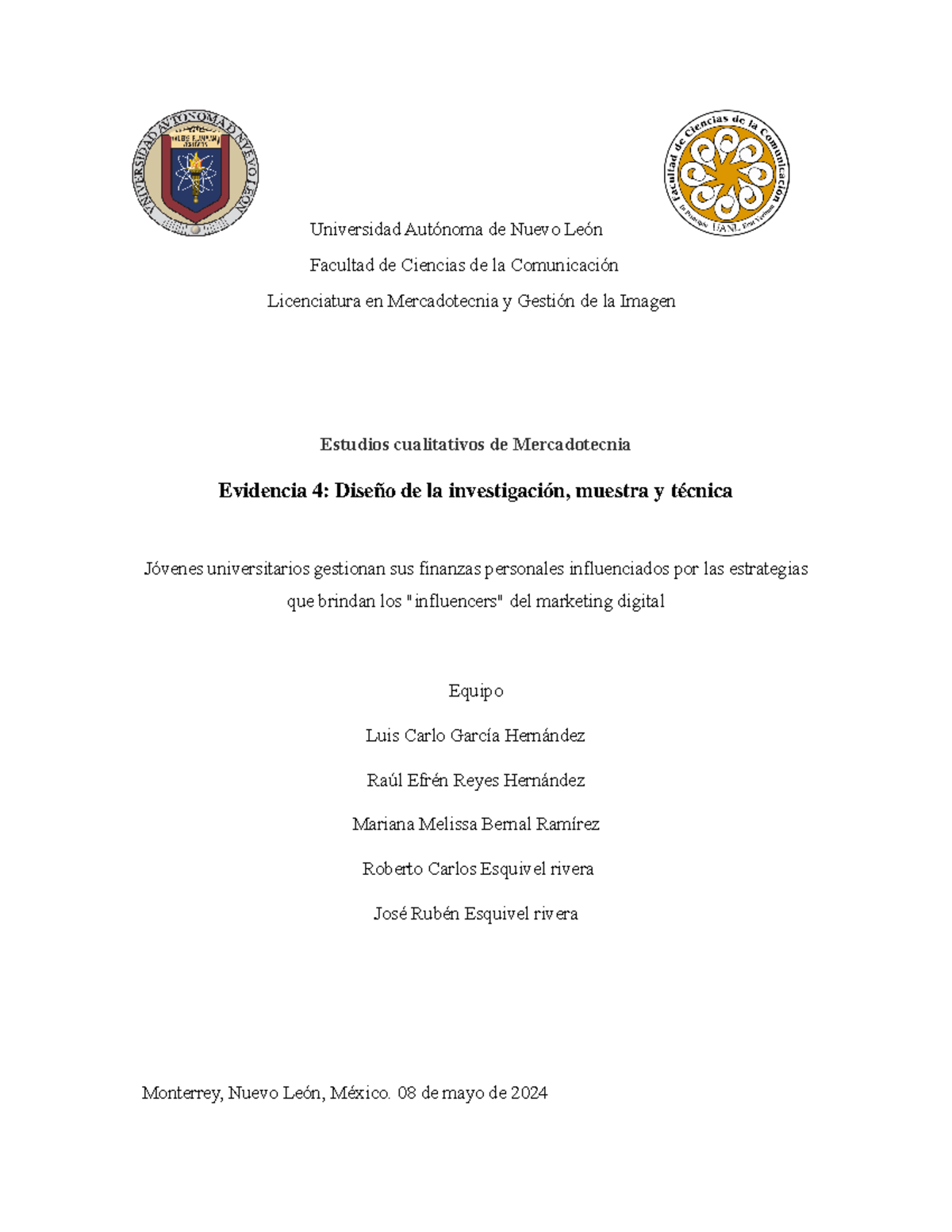 Evidencia 4 - bien - Universidad Autónoma de Nuevo León Facultad de ...