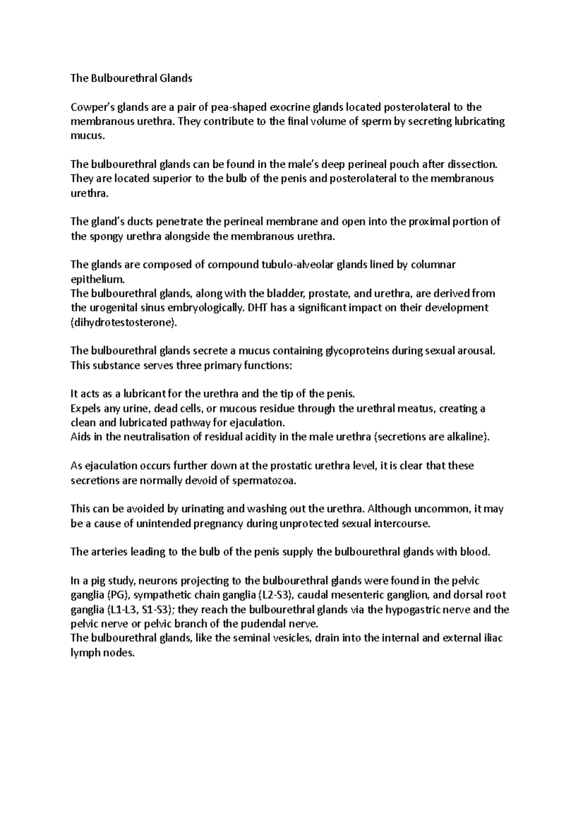 The Bulbourethral Glands The Bulbourethral Glands Cowper's glands are