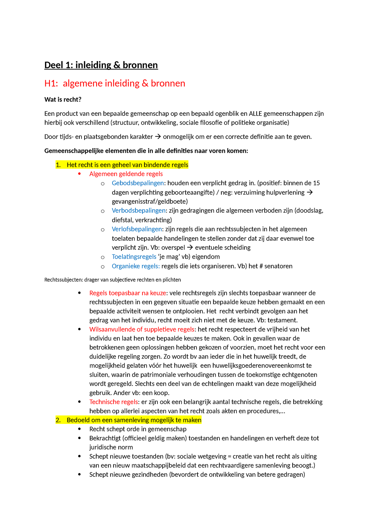 Burgerlijk Recht Sv - Deel 1: Inleiding & Bronnen H1: Algemene ...