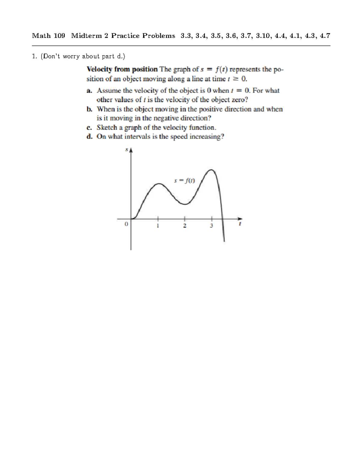 Midterm 2 Practice - Math 109 Midterm 2 Practice Problems 3, 3, 3, 3, 3 ...