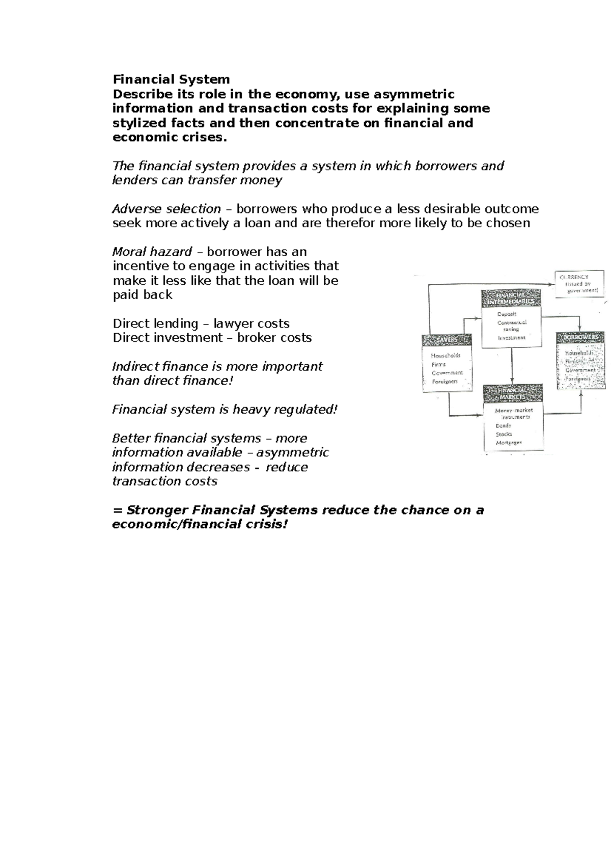 Financial System - Lecture notes First semester - Financial System ...