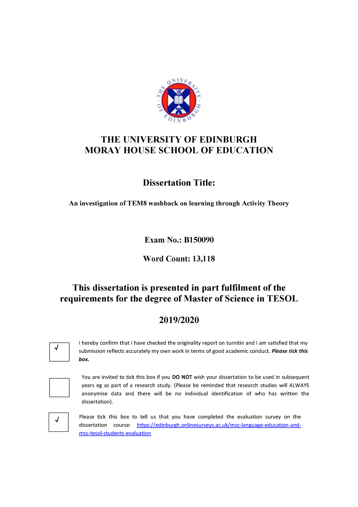 university of edinburgh dissertation results