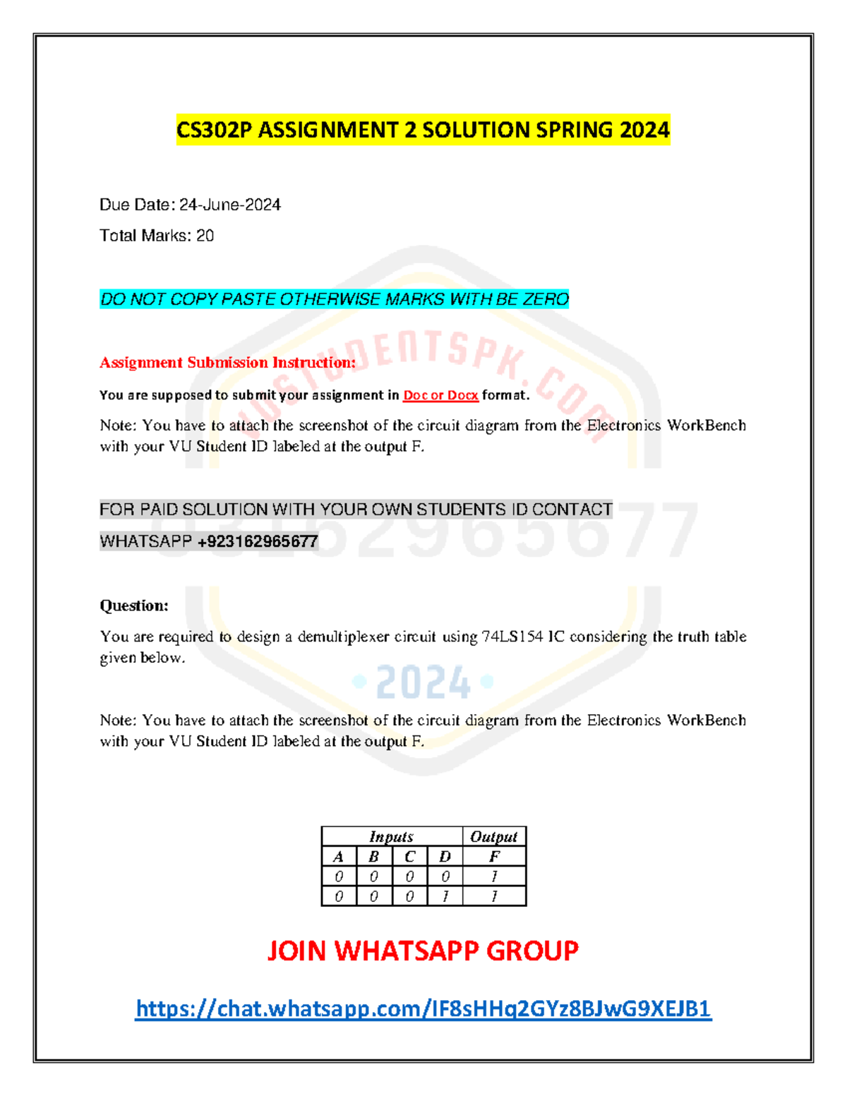 CS302 P Assignment 2 Solution Spring 2024 - JOIN WHATSAPP GROUP CS302P ...