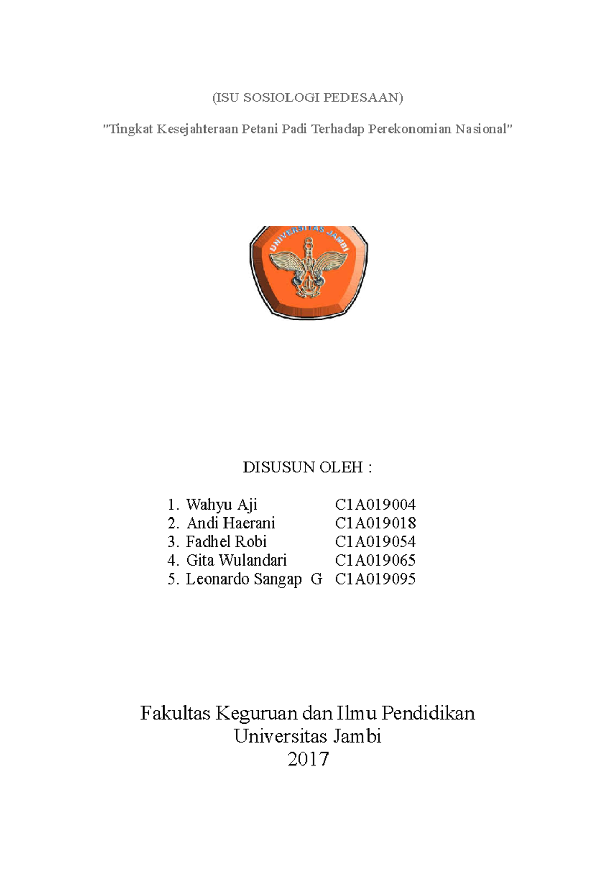 Tingkat Kesejahteraan Petani Padi Terhadap Perekonomian Nasional - (ISU ...